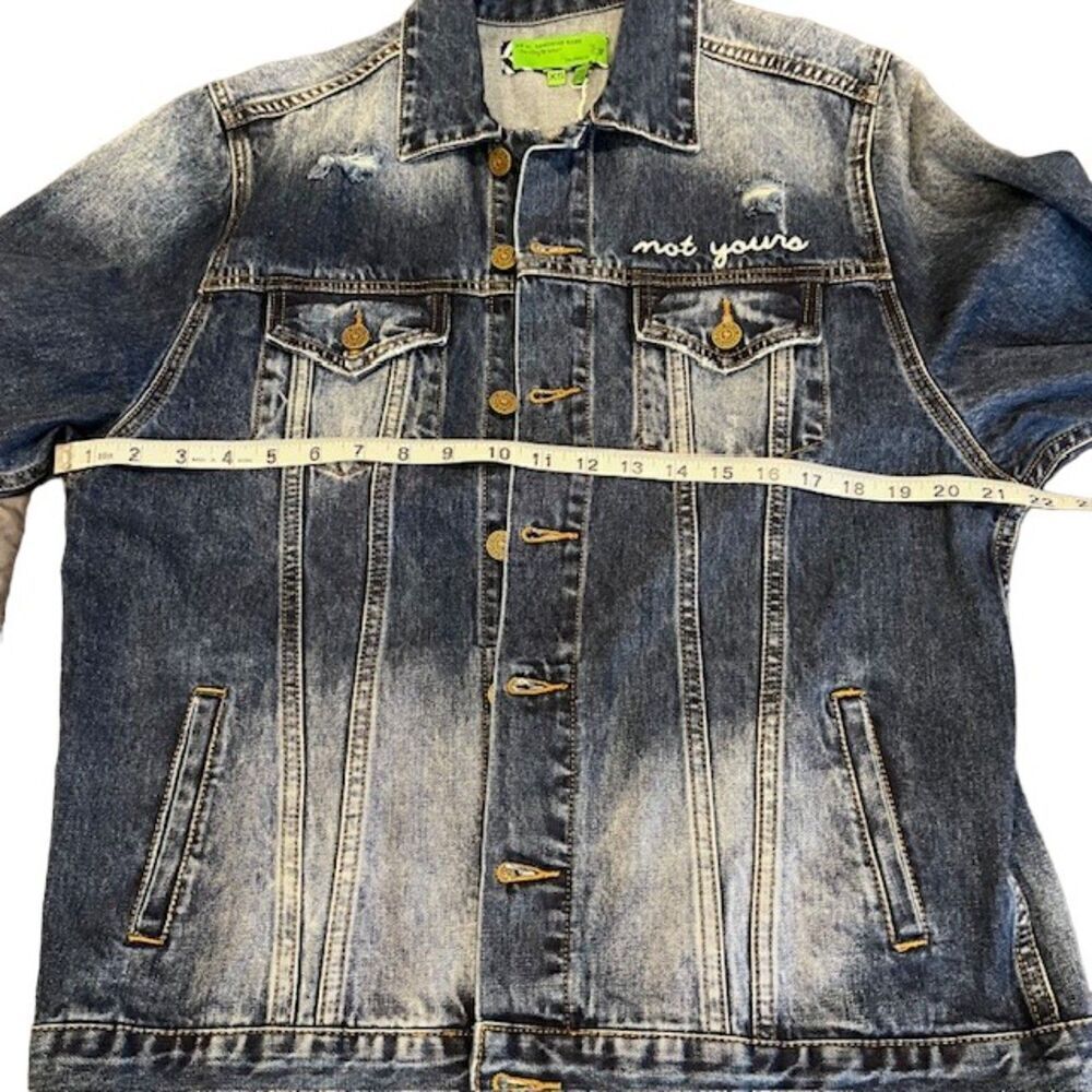 NWT Free‎ People X Sandrine Rose Oversized Denim Jacket "Not Yours" "L'Artiste" - Picture 10 of 12